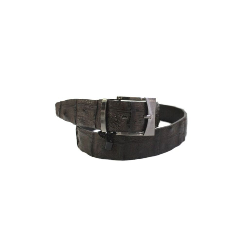 Bernini Mens Genuine American Alligator Silver Tone Buckle Belt Brown Size 38
